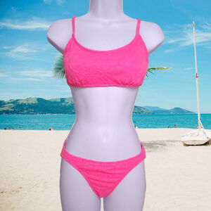 No Boundaries Juniors 2 Piece Cut-Out Bralette Bikini Top And Bottoms Size M